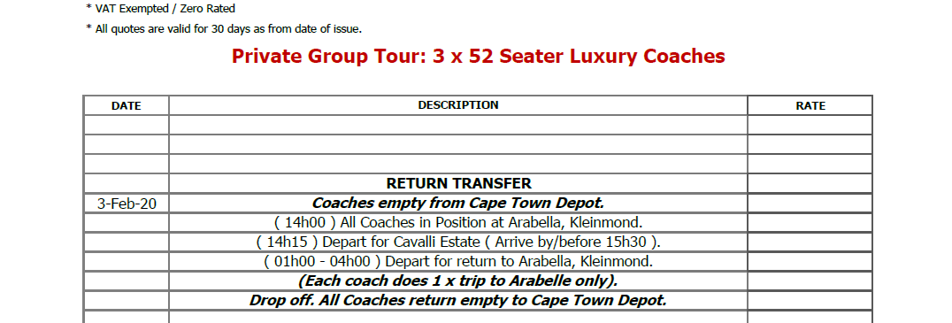 Local Bus Hire Prices for Return Dinner Transfer in Cape Town